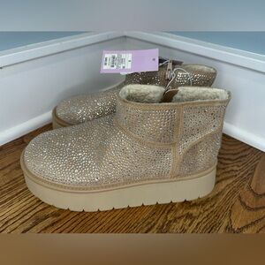 Women's Wild Fable Memory Foam Sherpa Ankle Boots w/ Rhinestones